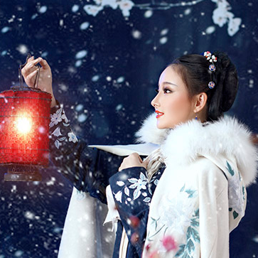 優(yōu)雅賞雪帶傘女生頭像，唯美古風(fēng)真人頭像