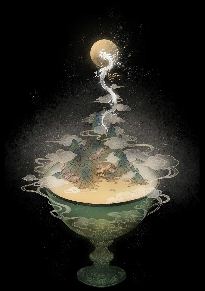 9款古風(fēng)插畫，半面妝插畫合集欣賞