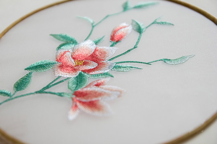 古典茉莉花刺繡團(tuán)扇，復(fù)古繡花宮扇工藝扇子