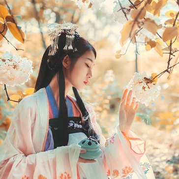 秋意氣質(zhì)帶團扇女生頭像，唯美古風(fēng)真人頭像