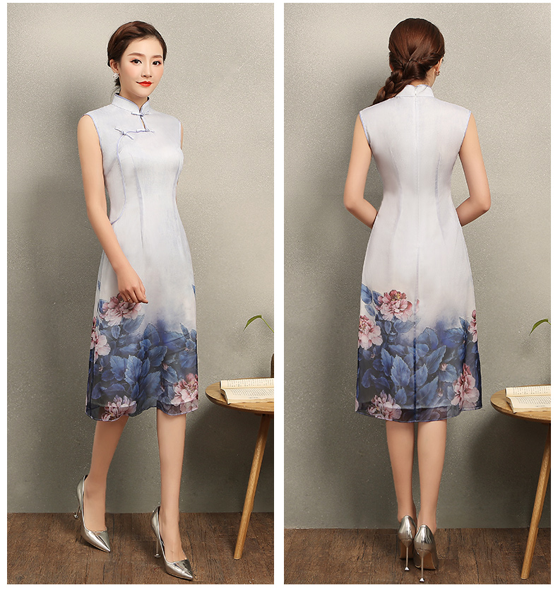 溫婉優(yōu)雅淡紫旗袍，文藝復(fù)古氣息旗袍裙