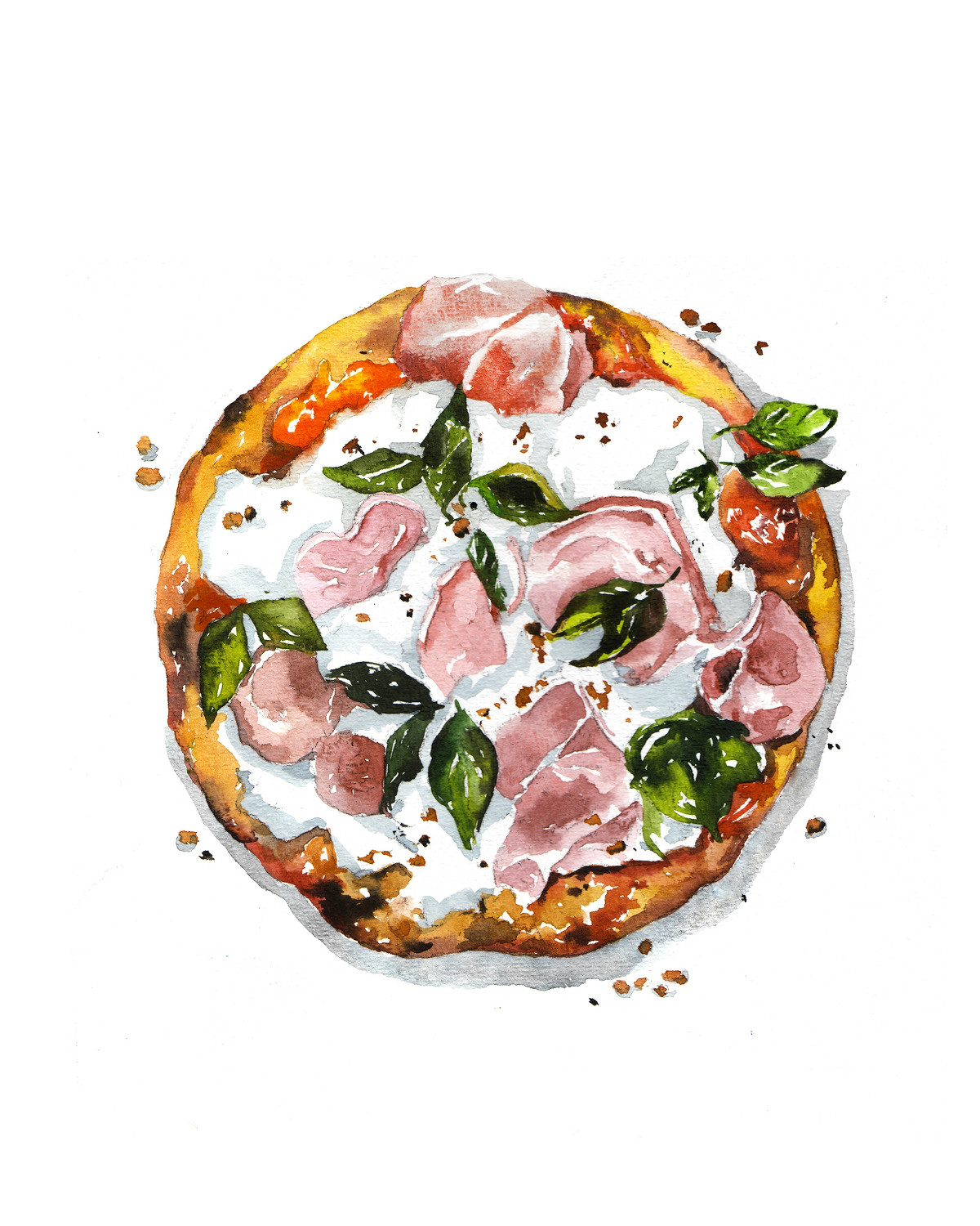 精致逼真的食物水彩插畫，淡雅手繪插畫圖片