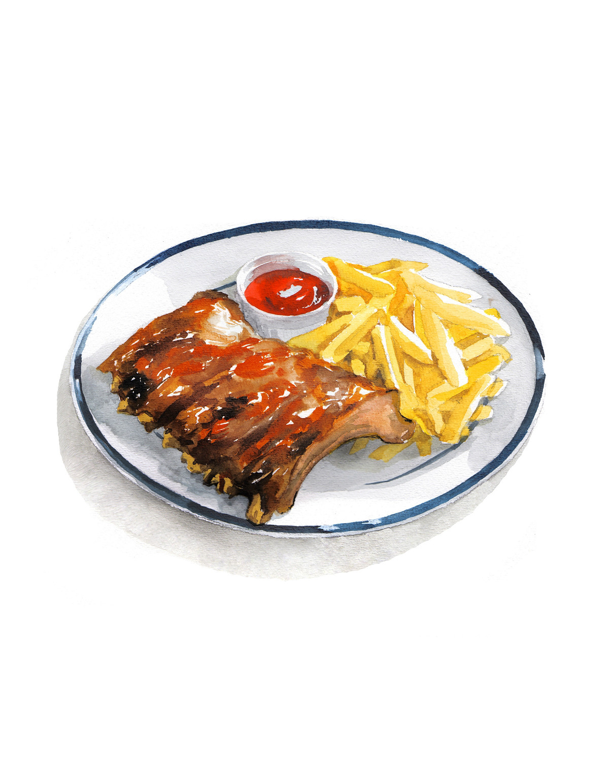 精致逼真的食物水彩插畫，淡雅手繪插畫圖片