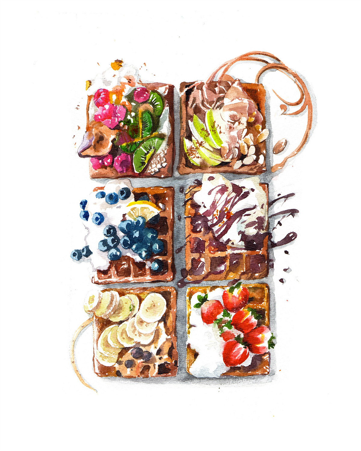 精致逼真的食物水彩插畫，淡雅手繪插畫圖片