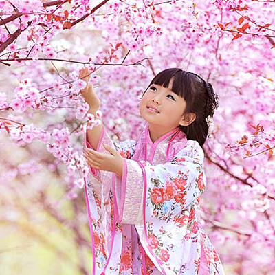 超萌粉色小花仙帶團扇女孩頭像，唯美古風真人