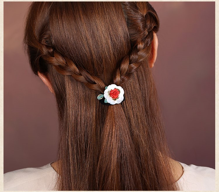 和顏悅色發(fā)圈，復(fù)古玫瑰花朵發(fā)圈頭飾