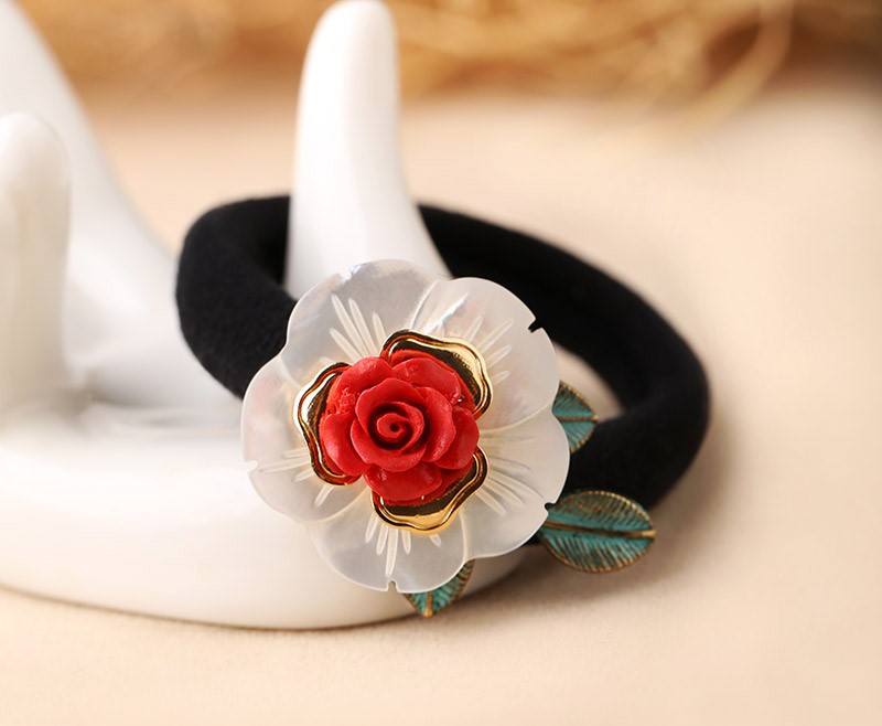 和顏悅色發(fā)圈，復(fù)古玫瑰花朵發(fā)圈頭飾