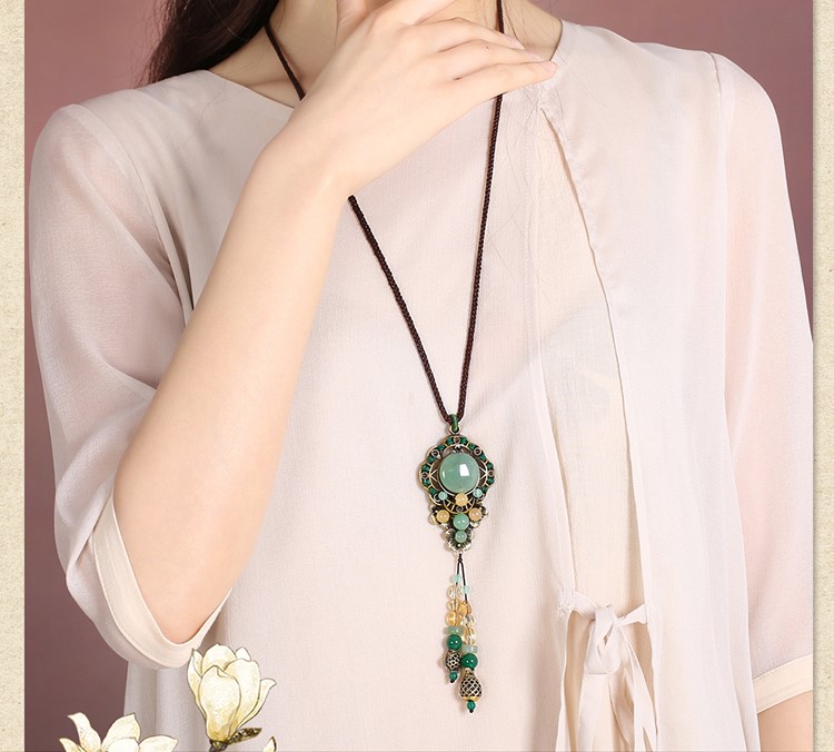 復古配飾項鏈，東陵玉時尚裝飾毛衣鏈首飾