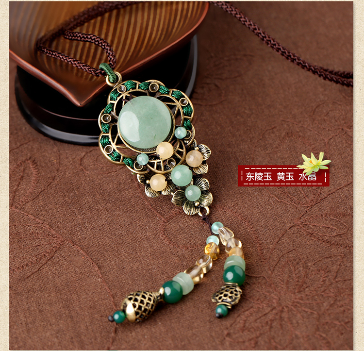復古配飾項鏈，東陵玉時尚裝飾毛衣鏈首飾