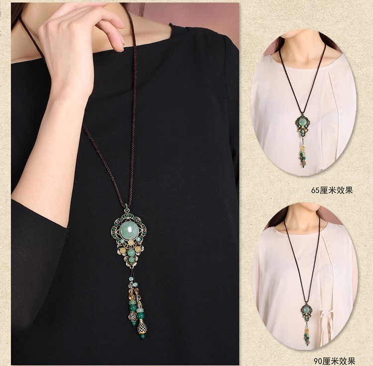 復古配飾項鏈，東陵玉時尚裝飾毛衣鏈首飾