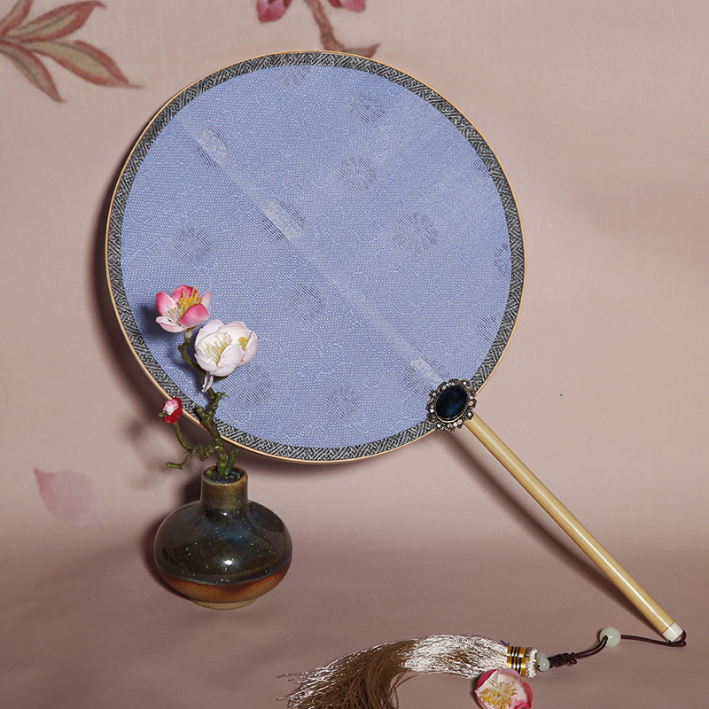 復(fù)古羅布宮廷團(tuán)扇，簡約彩色古典扇子