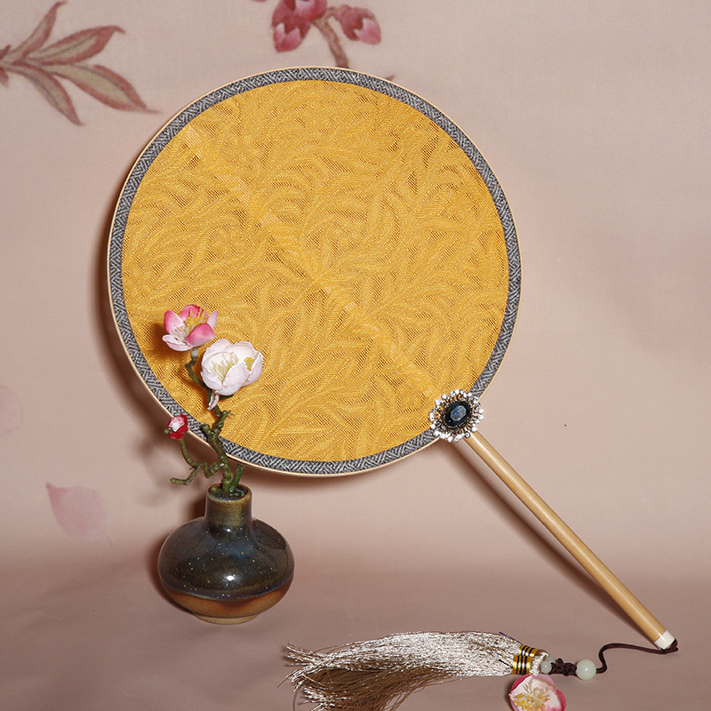 復(fù)古羅布宮廷團(tuán)扇，簡約彩色古典扇子