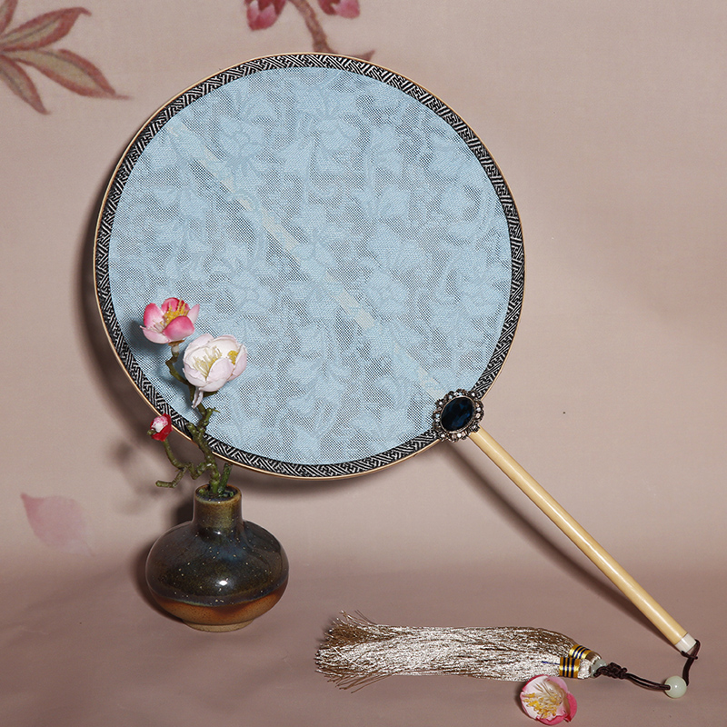復(fù)古羅布宮廷團(tuán)扇，簡約彩色古典扇子