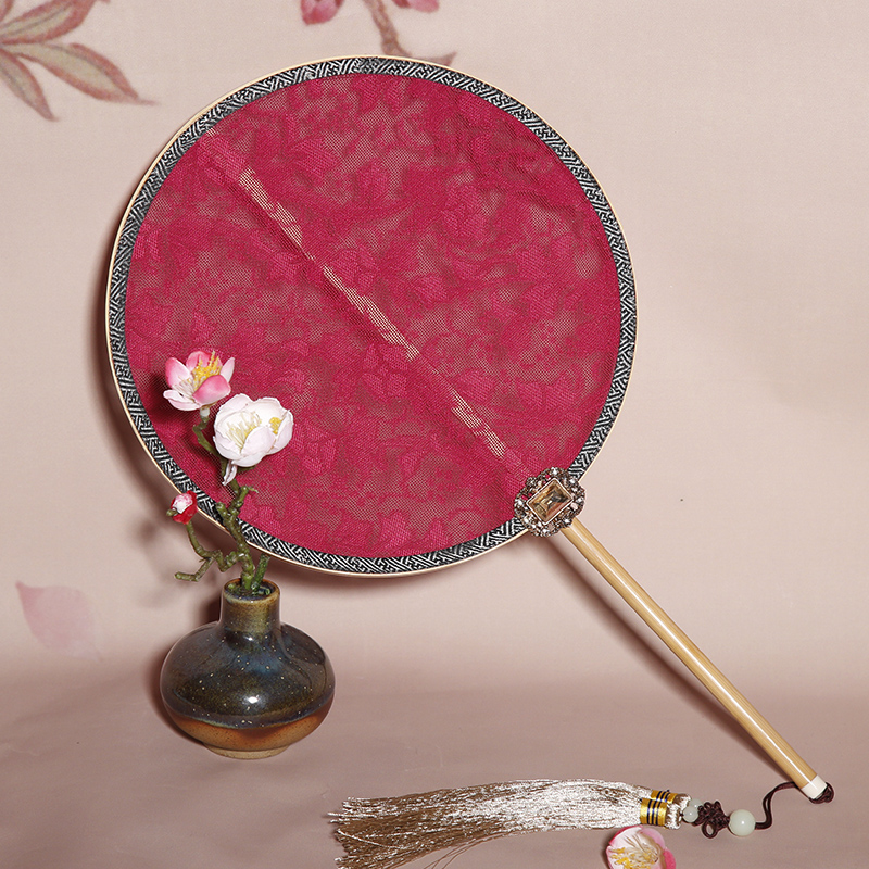 復(fù)古羅布宮廷團(tuán)扇，簡約彩色古典扇子