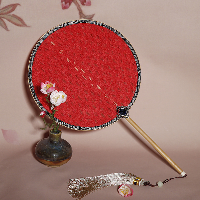 復(fù)古羅布宮廷團(tuán)扇，簡約彩色古典扇子