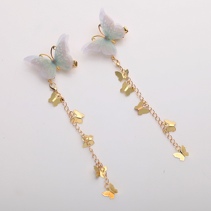 小清新仙女薄紗蝴蝶發(fā)夾，流蘇發(fā)夾古風(fēng)頭飾