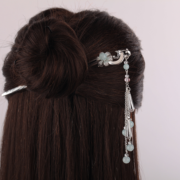 鳳凰盤發(fā)發(fā)釵步搖，精致唯美古風(fēng)頭飾