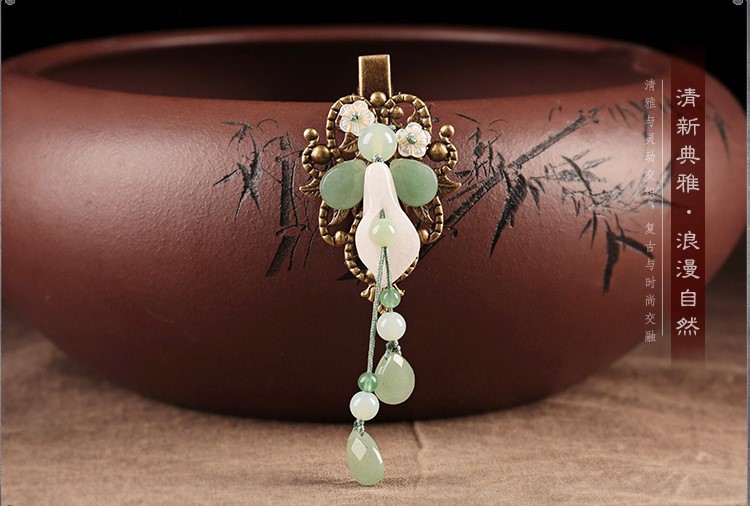 清新典雅蓮依發(fā)夾，馬蹄蓮花發(fā)夾頭飾