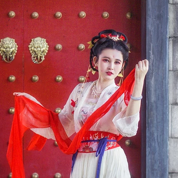 嬌艷朱紅女生頭像，唯美古風(fēng)真人頭像