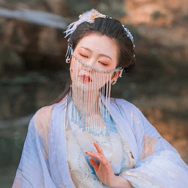 珠簾蒙面女生頭像，唯美古風真人頭像