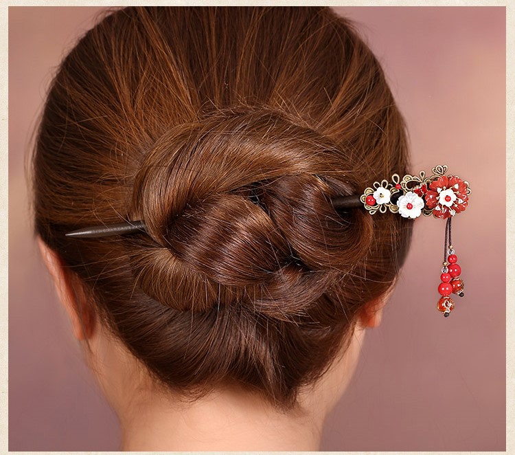 紅葉似火發(fā)簪簪子，青春活力步搖頭飾