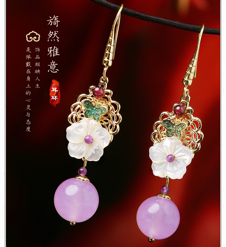 旖然雅意耳環(huán)，清新氣質(zhì)花朵耳環(huán)首飾