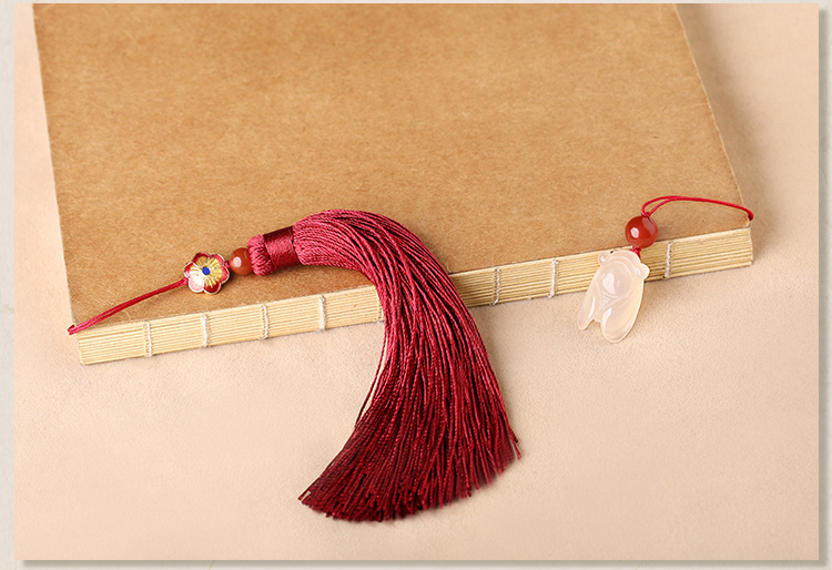 古典流蘇解元書簽，蟬韻柔美紅色書簽飾品