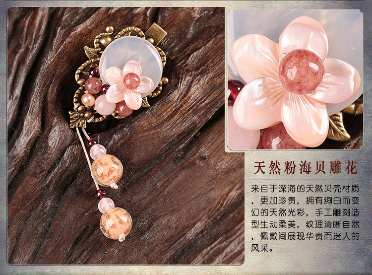 浪漫柔美發(fā)夾，粉色清新花朵頭飾