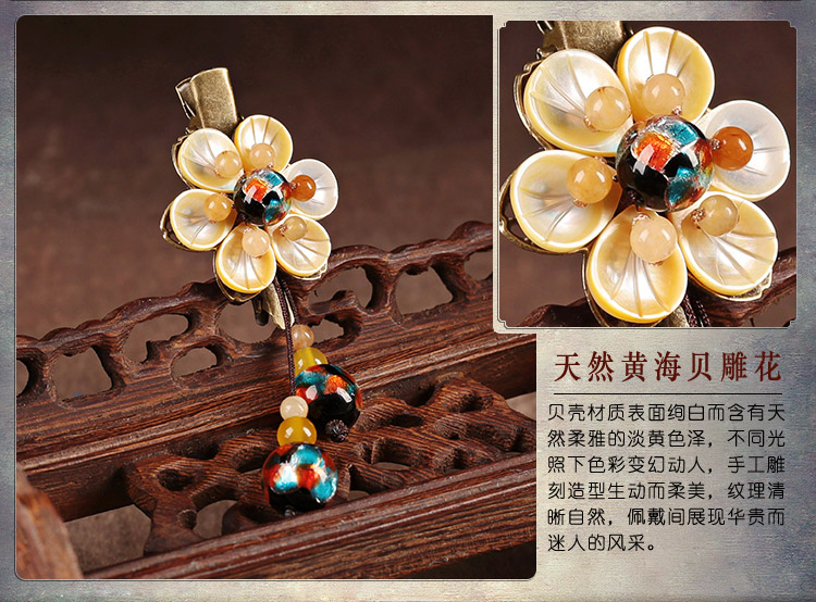 陽光花朵發(fā)夾，清新淡黃花頭飾