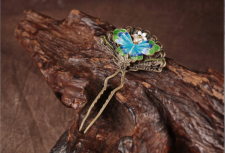 清新別致蝴蝶發(fā)釵，古典古風(fēng)蝶音頭飾