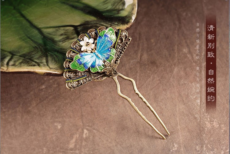 清新別致蝴蝶發(fā)釵，古典古風(fēng)蝶音頭飾
