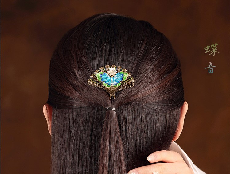 清新別致蝴蝶發(fā)釵，古典古風(fēng)蝶音頭飾