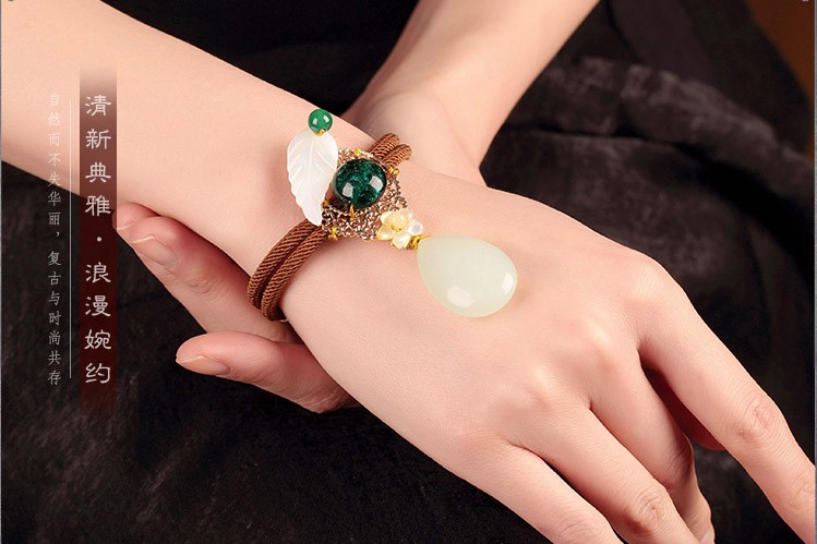 典雅別致手鏈，樹葉吊墜手鏈飾品