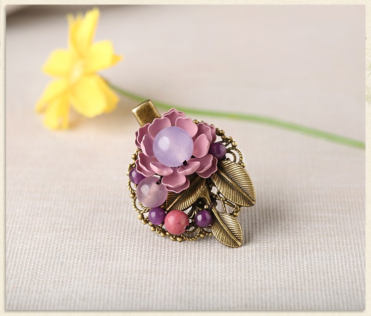 復(fù)古時(shí)尚花朵發(fā)夾，氣質(zhì)淑女淡紫頭飾