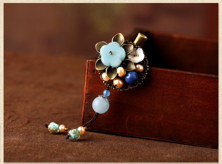 手工小花朵復(fù)古發(fā)夾，古典子墨蘭頭飾