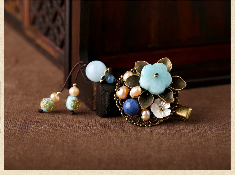 手工小花朵復(fù)古發(fā)夾，古典子墨蘭頭飾