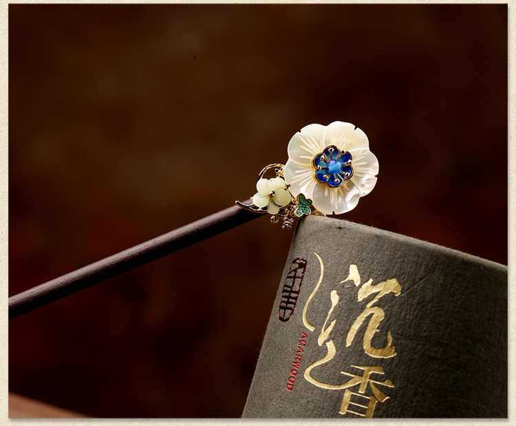 貝殼花朵復(fù)古宮廷步搖，月雪原發(fā)簪頭飾