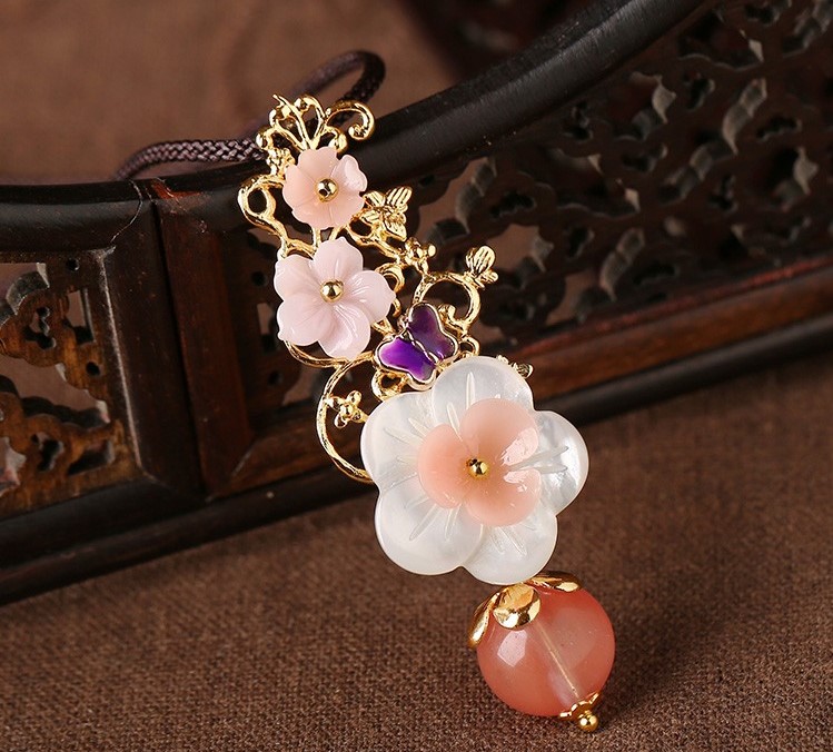 復古花形朵少女粉鎖骨鏈，氣質閨蜜項鏈首飾