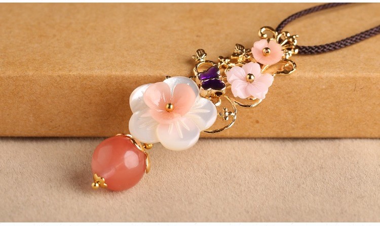 復古花形朵少女粉鎖骨鏈，氣質閨蜜項鏈首飾