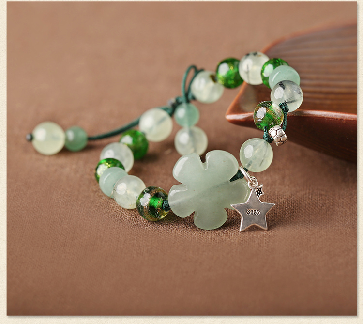 簡約時尚森系手鏈，清新淡綠手串飾品
