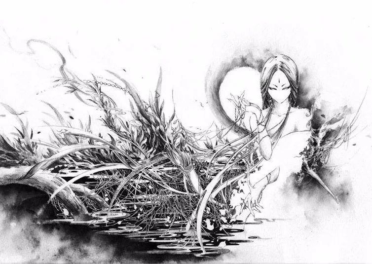 古典唯美插畫：杉澤的匠心啟航閱讀水墨百鬼圖插畫