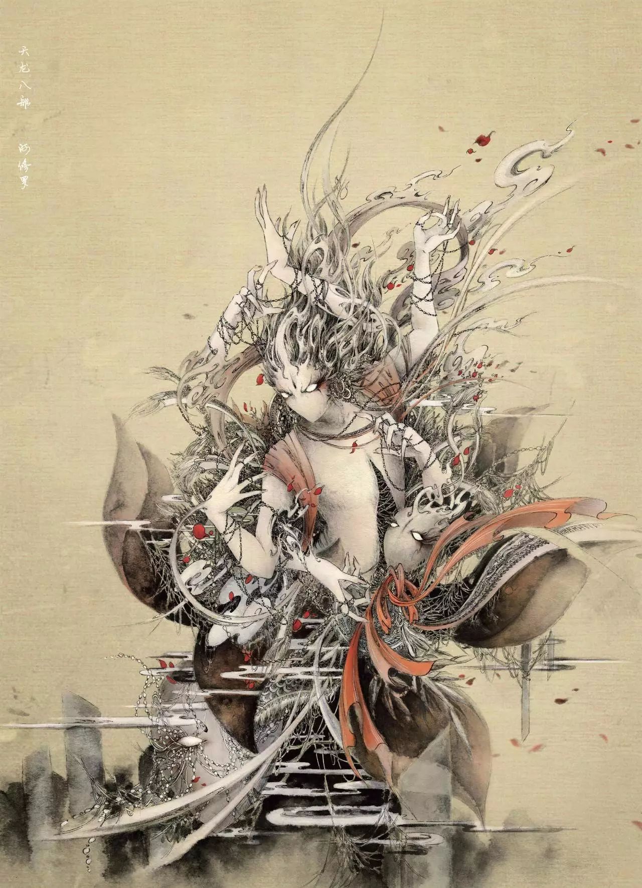 古典唯美插畫：杉澤的匠心啟航閱讀水墨百鬼圖插畫