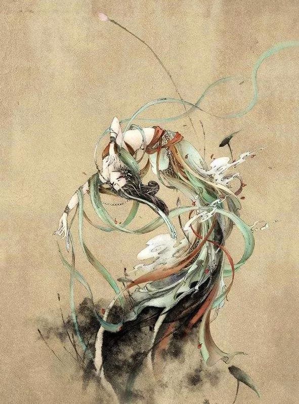 古典唯美插畫：杉澤的匠心啟航閱讀水墨百鬼圖插畫