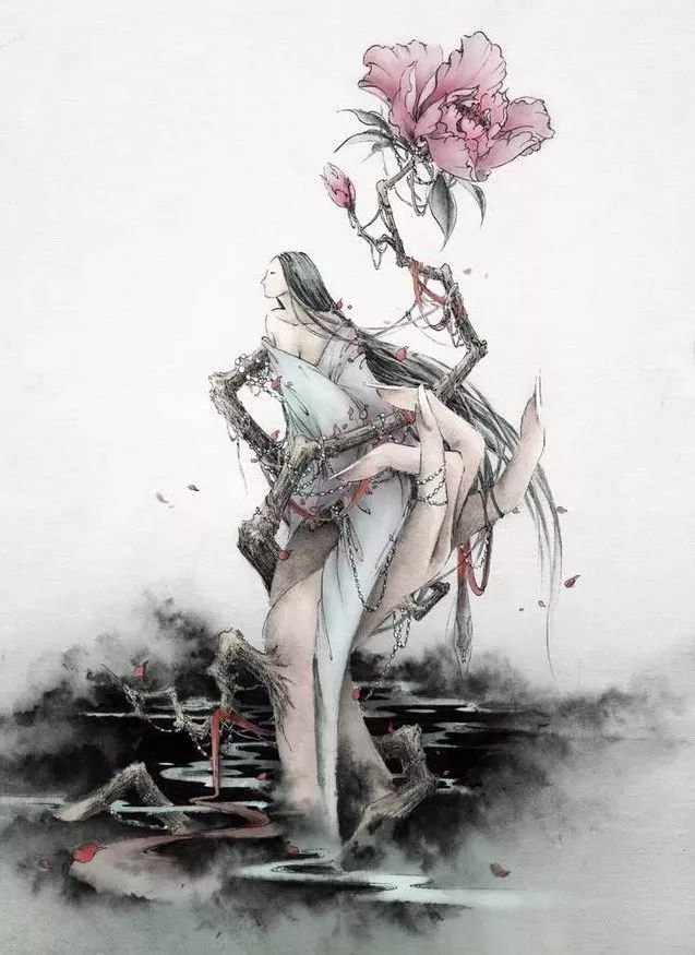 古典唯美插畫：杉澤的匠心啟航閱讀水墨百鬼圖插畫