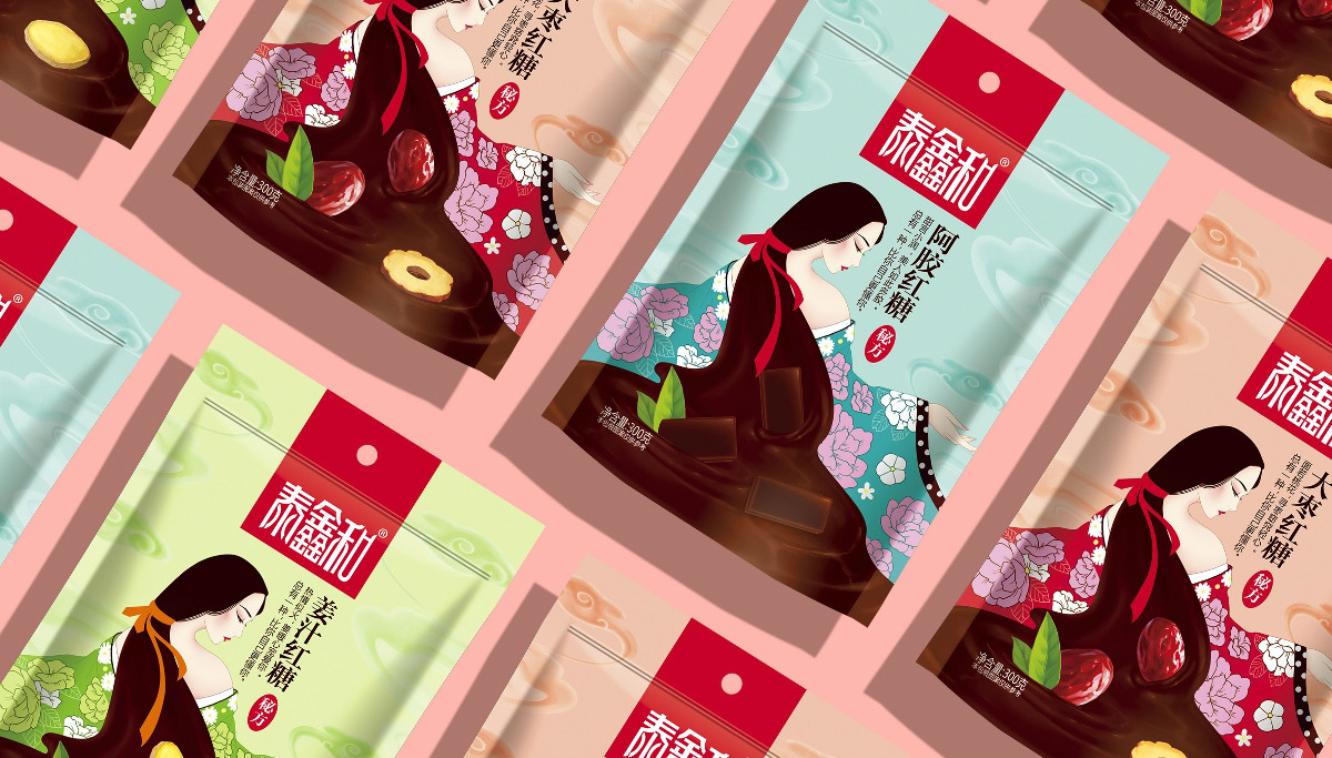 古風(fēng)美人紅糖食品包裝設(shè)計(jì)：甜蜜在心中寵愛
