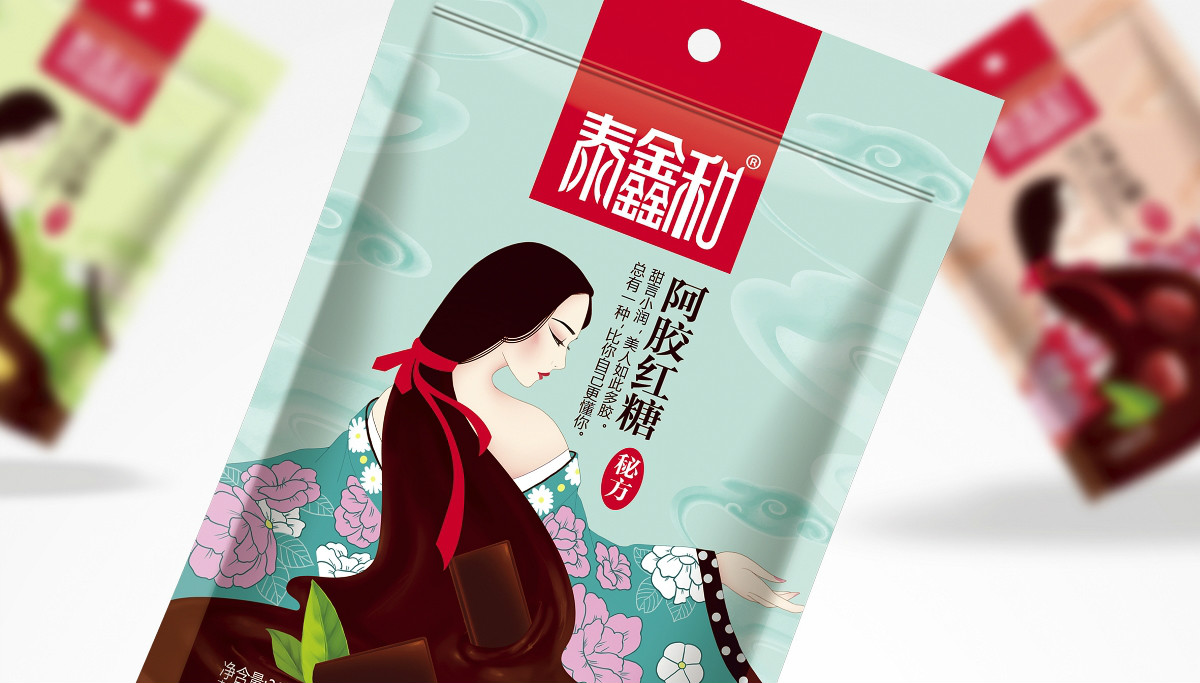 古風(fēng)美人紅糖食品包裝設(shè)計(jì)：甜蜜在心中寵愛