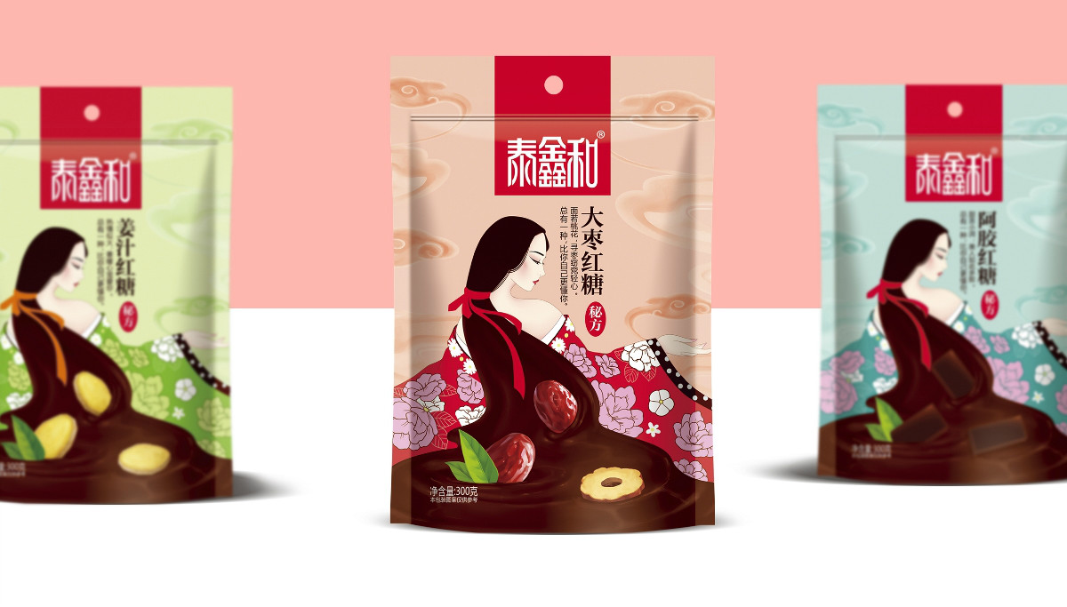 古風(fēng)美人紅糖食品包裝設(shè)計(jì)：甜蜜在心中寵愛