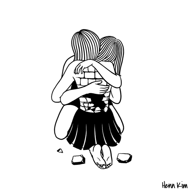 一組扎心黑色治愈系漫畫，看哭了的黑白插畫