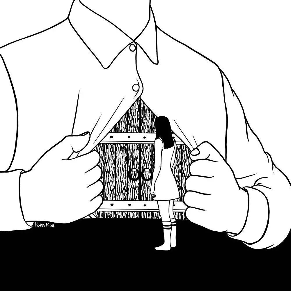 一組扎心黑色治愈系漫畫，看哭了的黑白插畫