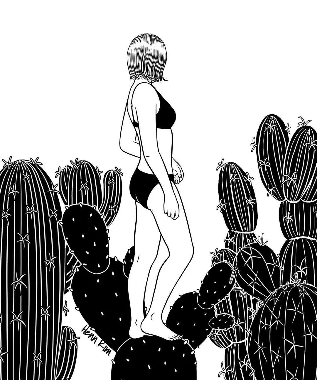 一組扎心黑色治愈系漫畫，看哭了的黑白插畫